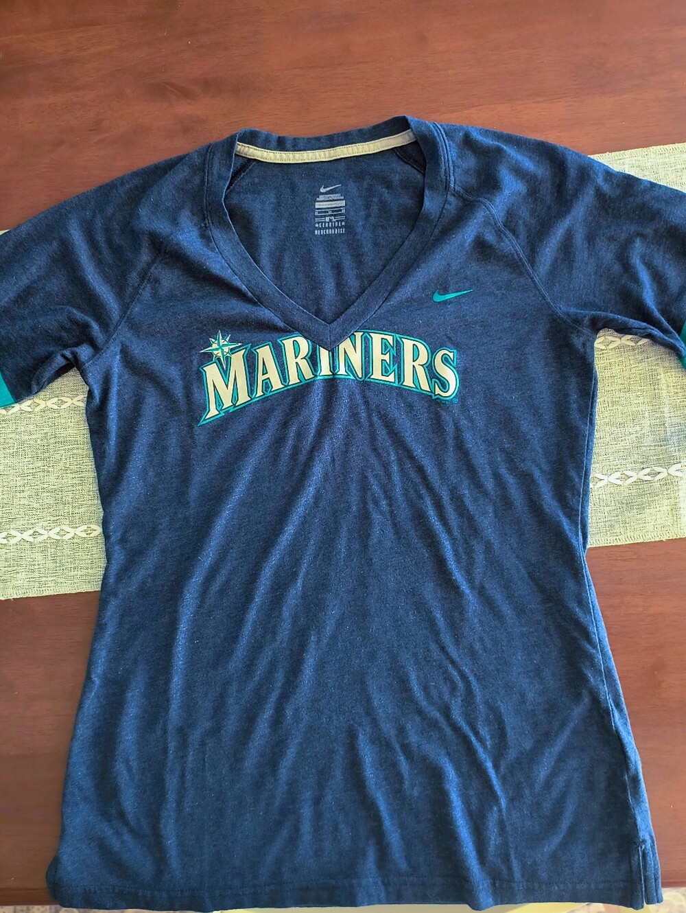 Nike Navy Mariners V-Neck Tee with Teal Accent